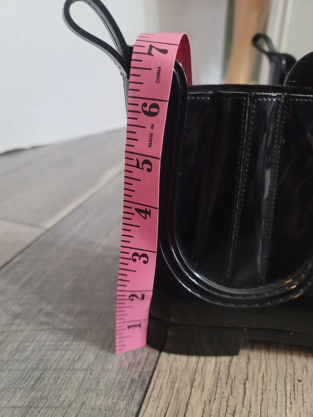 Joie KADA waterproof Glossy Black Chelsea Rain Boots Patent Rubber Elastic Sides
